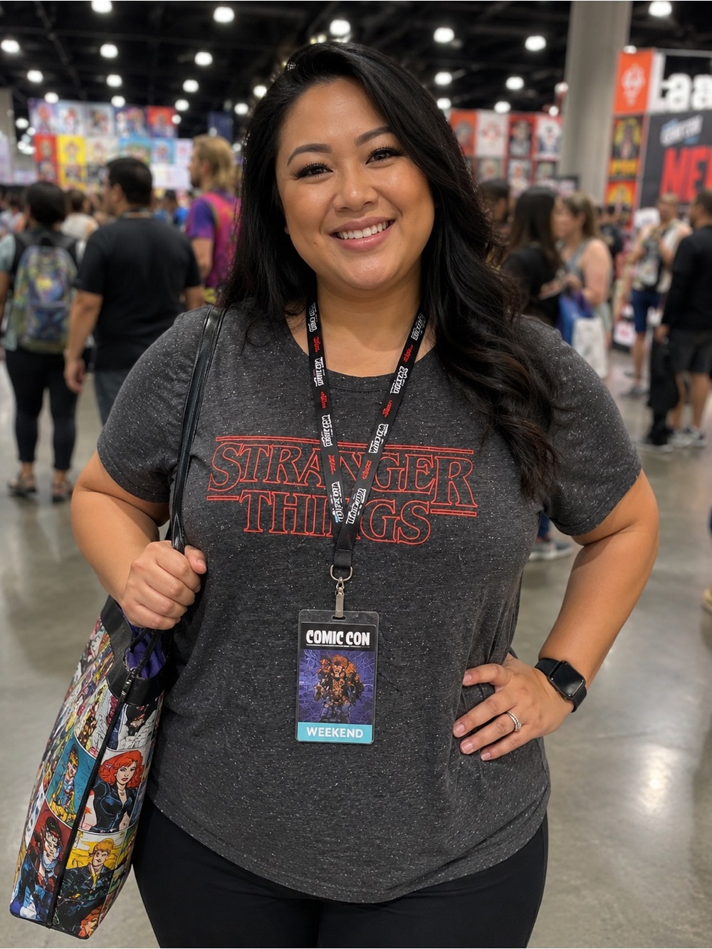 Stranger Things Logo Heather Charcoal Tee with White Specks